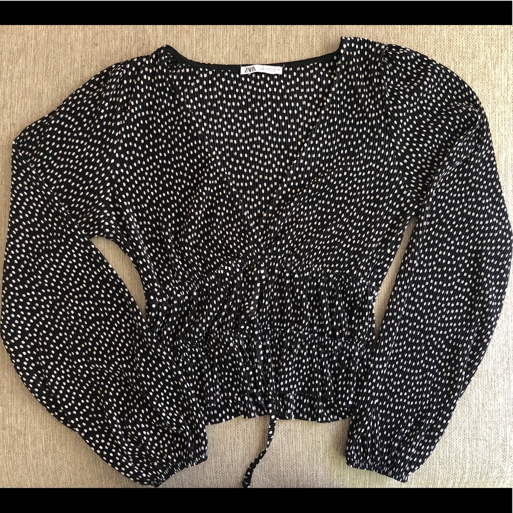 Zara Polka Dot Bell Sleeve Blouse